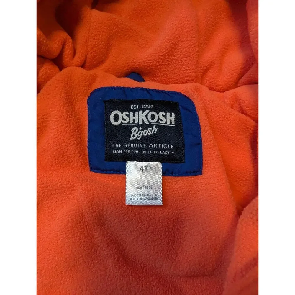 OshKosh B'gosh Toddler Boys Blue Striped Fleece Lined Puffer Jacket Coat 4T